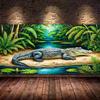 Cocodrilo de Bosque Tamaño Grande Pintura de Diamantes Animales Diy Cuadrado Completo Redondo Taladro Pedrería Bordado Mosaico Kits de Punto de Cruz Decoración de Pared