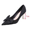 Green Silk Bowtie High Heels Pumps For Women Sexy Pointed Toe Metal Stiletto Heels Wedding Party Shoes Woman Spring Bombas