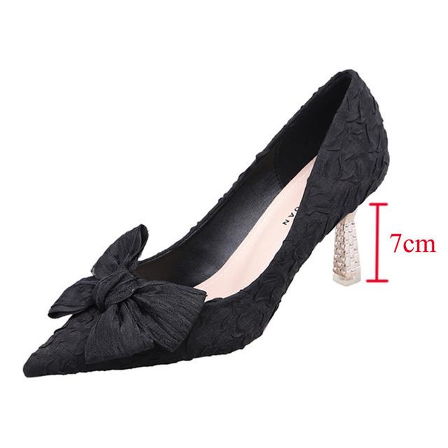 Green Silk Bowtie High Heels Pumps For Women Sexy Pointed Toe Metal Stiletto Heels Wedding Party Shoes Woman Spring Bombas