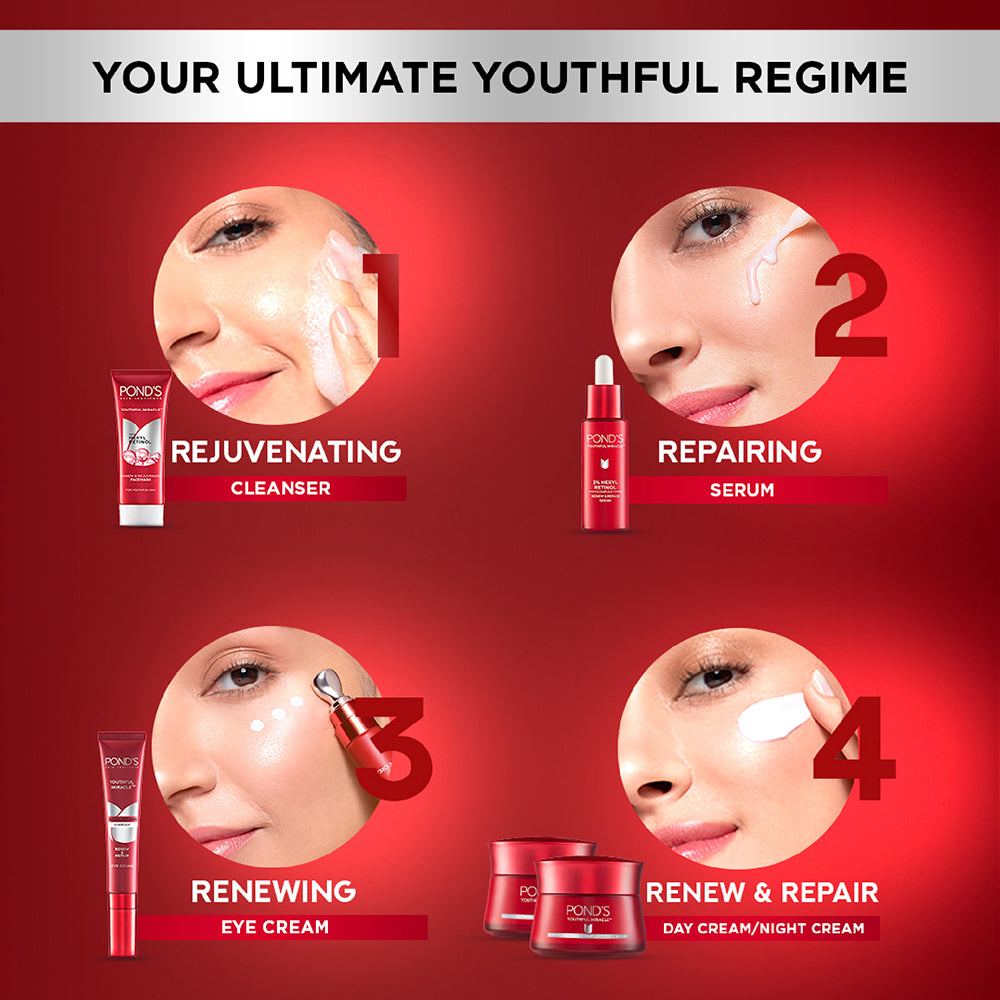 POND'S Age Miracle Youthful Glow Day Cream With SPF 15 PA++ For Fine Lines, Sagging Skin, 10% Retinol-Collagen B3 Complex, 35g