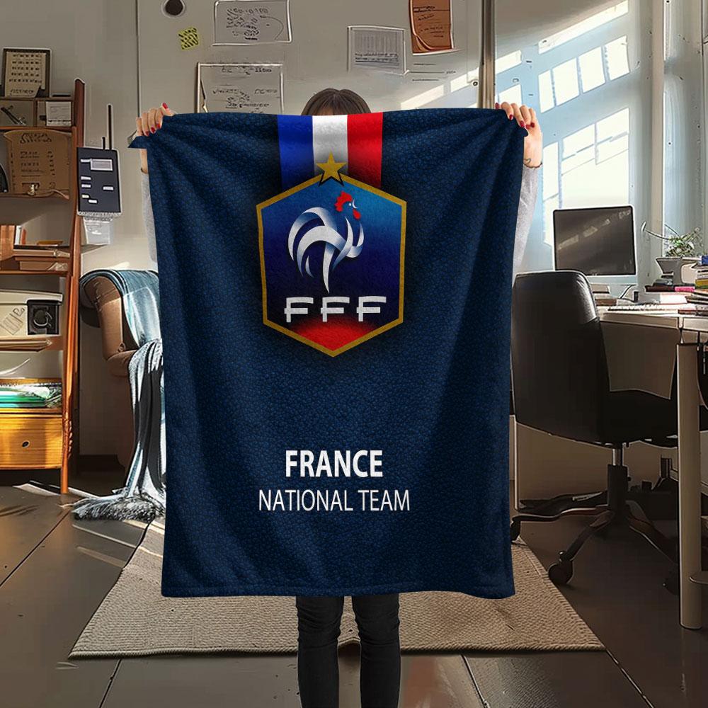 1PC France National Football Team Patterned Flannel Blanket Suitable For All Seasons for Home Decor Warmth and Comfort Gifts Holiday Present
