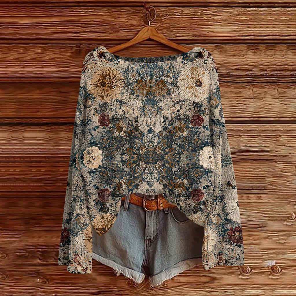 Women's Round Neck Lightweight Sweater Casual Long Sleeve Knit Pullover