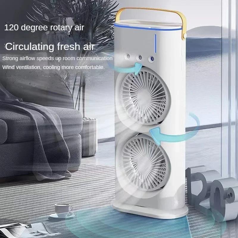 New spray air conditioning fan cross-border refrigeration fan household portable cooling fandesktop mini electric fan with light