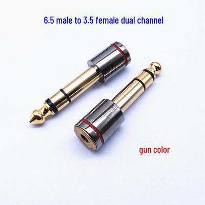 Gold-Plated Dual Channel 6.35mm Male To 3.5mm Female Electric Guitar Adapter