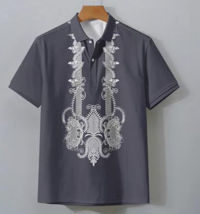 2025 summer men's clothing ethnic retro lapel short-sleeved shirt men's traditional 3D printed polo shirt