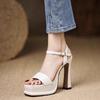 Super High Heel Womens Sandals Fashion Square Toe Platform Sandal Summer New High-heeled Sandals for Women Luxury Leather Sandal