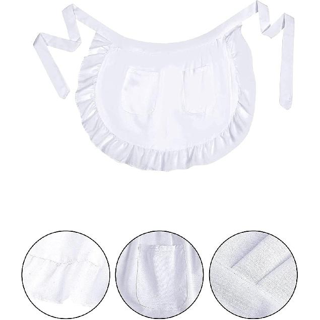 Damen Halbschürze mit zwei Taschen Weiße Haube Pilgerhut Kolonialhut Handmaid's Tale Kostüm Koloniales Kleid