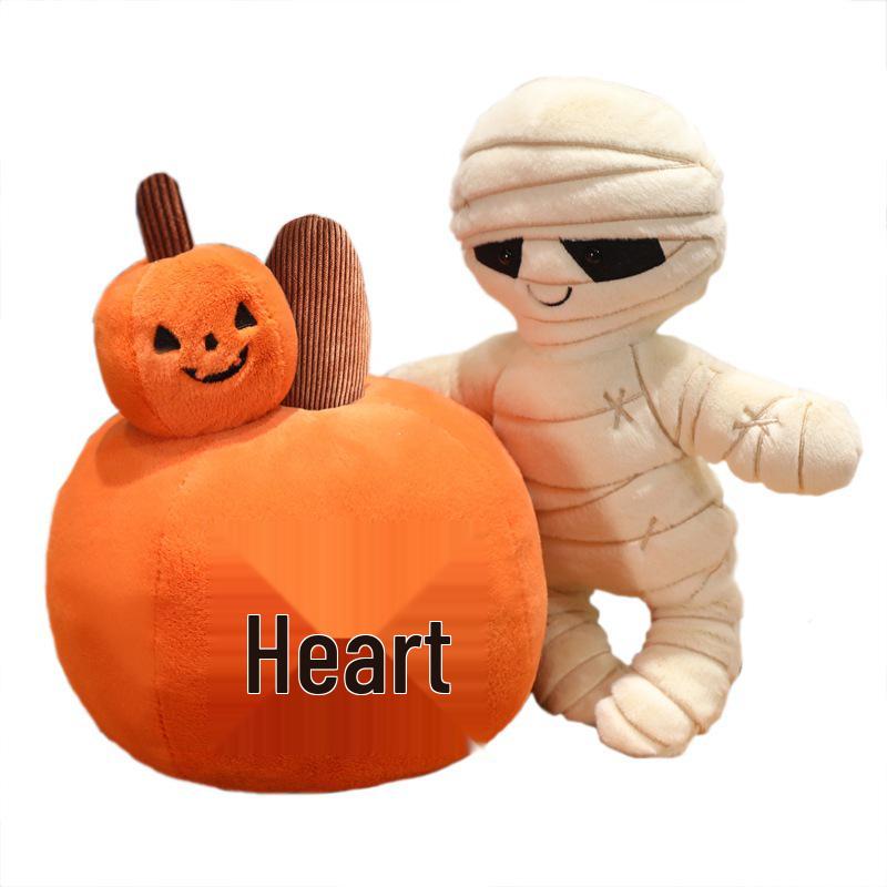 Halloween Plush Toy Set: Mummy, Pumpkin, Skeleton & Vampire Dolls
