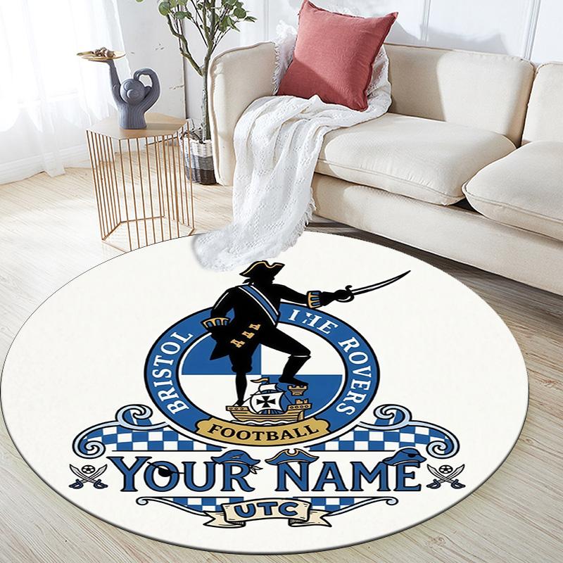 Custom Name Bristol Rovers Round Area Rug,Carpet Rug for Living Room Bedroom Sofa Playroom Decor,Non-slip Floor Mat
