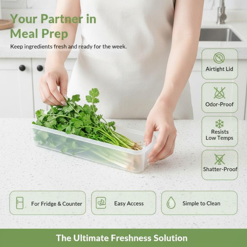 Clear Plastic Fridge Herb Storage Container Bpa Free Fresh Keeping For Storing Cilantro Scallions Vegetables Home Kitchen
