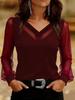 Camicia da Primavera e Autunno 2026 da Donna Europea & Americana Slim Fit in Rete con Maniche a Lanterna