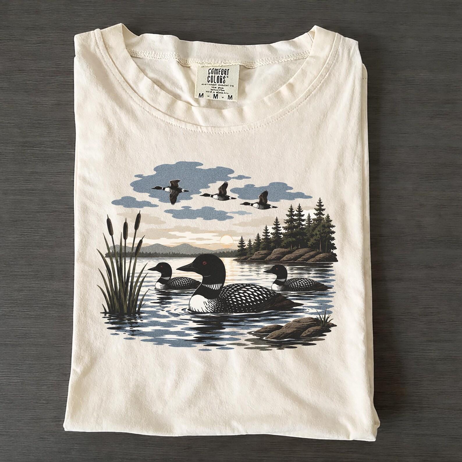 Funny Loon Pun T-Shirt, Vintage Bird Watching Wildlife Apparel, Cabin Lake Life Graphic Top XL