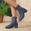 Casual Versatile Single Boots New Large Size Spring and Autumn Square Head Thick Heel Solid Color Women's Martin Boots