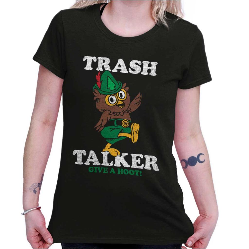 Give A Hoot Woodsy The Owl Trash Talker Gift Womens Top Junior Graphic Tee