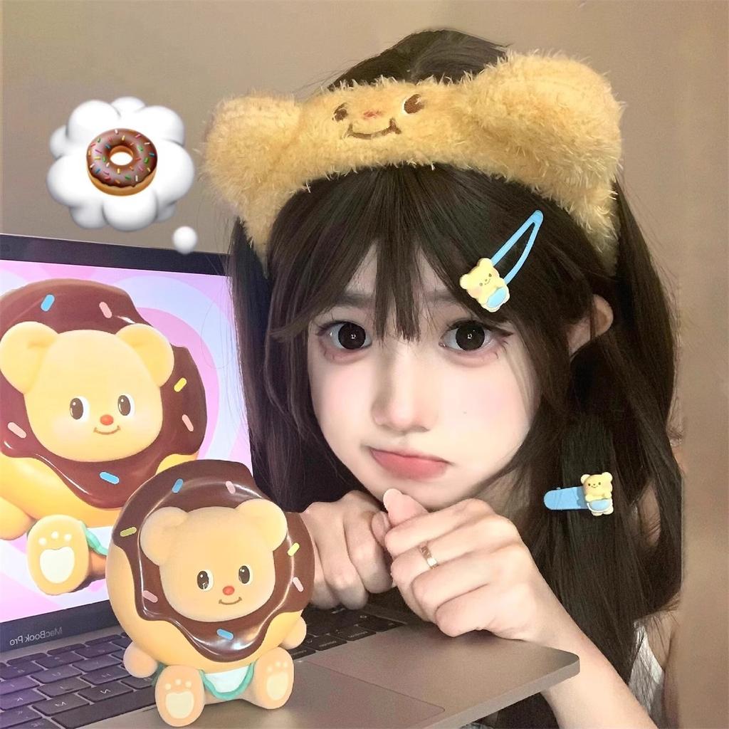 Cute Plush Embroidered Bear Headband Female Cartoon Sweet Hair Bundle Amusement Park Photo Wash Face Headband Headband Headgear