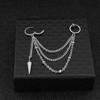 Pendientes de Acero Inoxidable para Hombre Vintage Clip Cadena con Borla Envoltorio para Oreja Puño Pendiente de Presión Hipster Punk Perforación Accesorios para Oreja