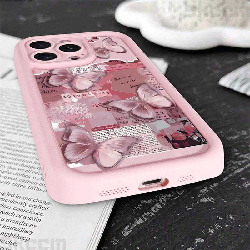 Vintage Süßer Schmetterling Silikon Weiche Handyhülle Für iPhone 16 17 15 14 13 12 11 Pro Max XS XR X 7 8 Plus Stoßfeste Candy Hülle
