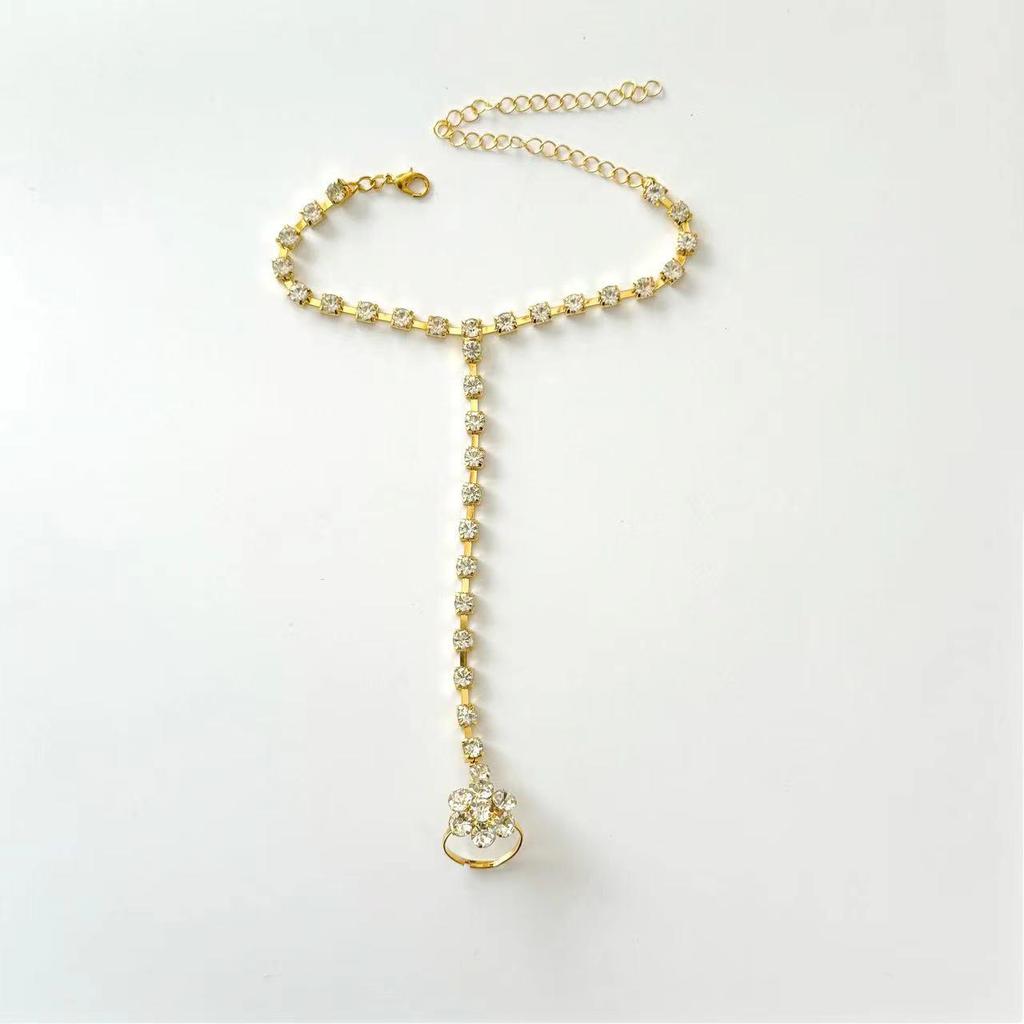 Exquisite Rhinestone Finger Bracelet & Ring: Minimalist Women's Hand Chain Jewelry