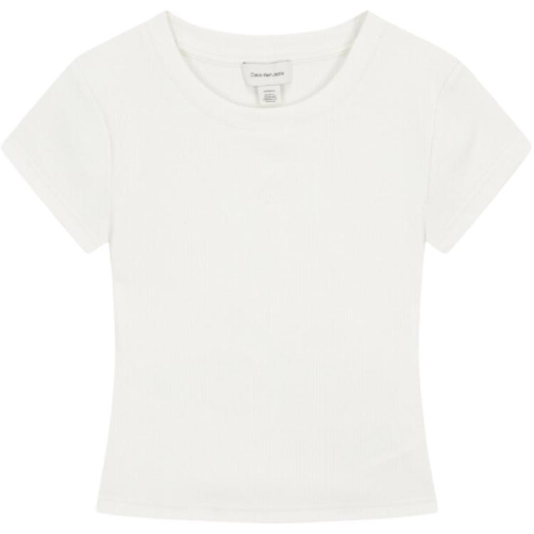 

Calvin Klein Short Sleeve Fitted Solid Color Crew Neck T-Shirt Women tops White 47AB208YAS S