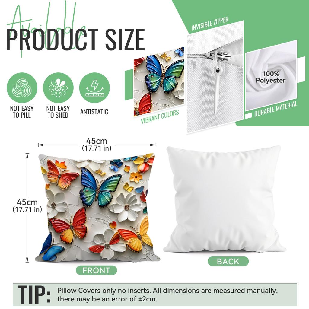 Colorful Butterfly Cushion Pillowcase Printed Polyester 45X45Cm Throw Pillowcover Decorative Sofa Cushion Pillowslip Home Decor