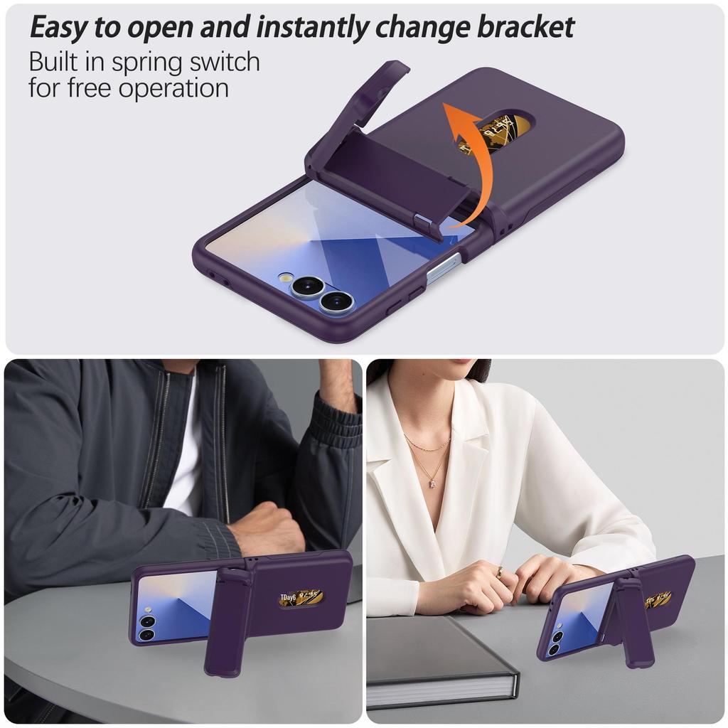 Samsung Z Flip 7 Protective Case with Card Slot and Hinge Bracket, Foldable Anti-drop Design