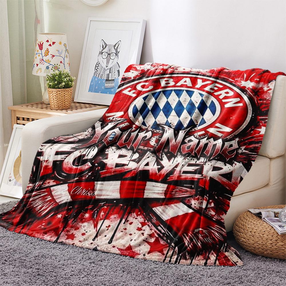 1PC Bayern Munich Fan Gear Custom Name Patterned Flannel Blanket Suitable For All Seasons For Home Decor Warmth And Comfort Gifts Holiday Present
