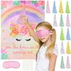 Einhorn Party Spiel Stecke das Horn Auf das Einhorn Poster Mädchen Einhorn Geburtstag Mitgebsel Geschenk Zuhause Kinderzimmer Wandaufkleber Dekoration