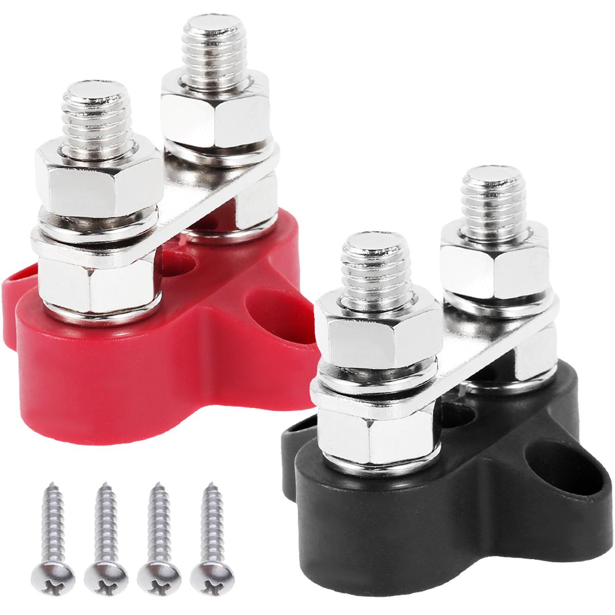 

2Pcs Bus Bar Terminal Block 5/16inch M8 DC 48V Professional Power Junction Block Sturdy Terminal Stud M8 Battery Bus Bar Set