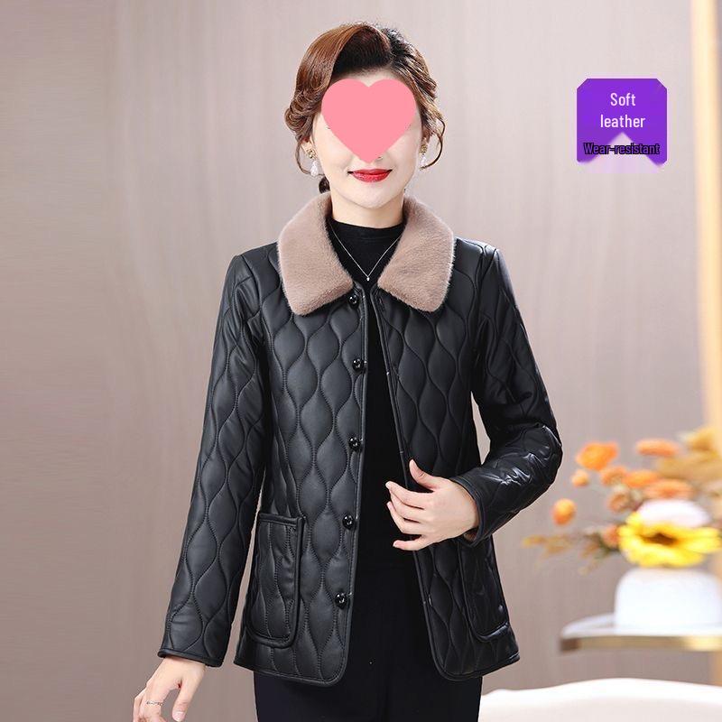 Elegant Fleece-Lined Winter Jacket for Middle-Aged & Elderly Women 5XL (145-165 lbs)