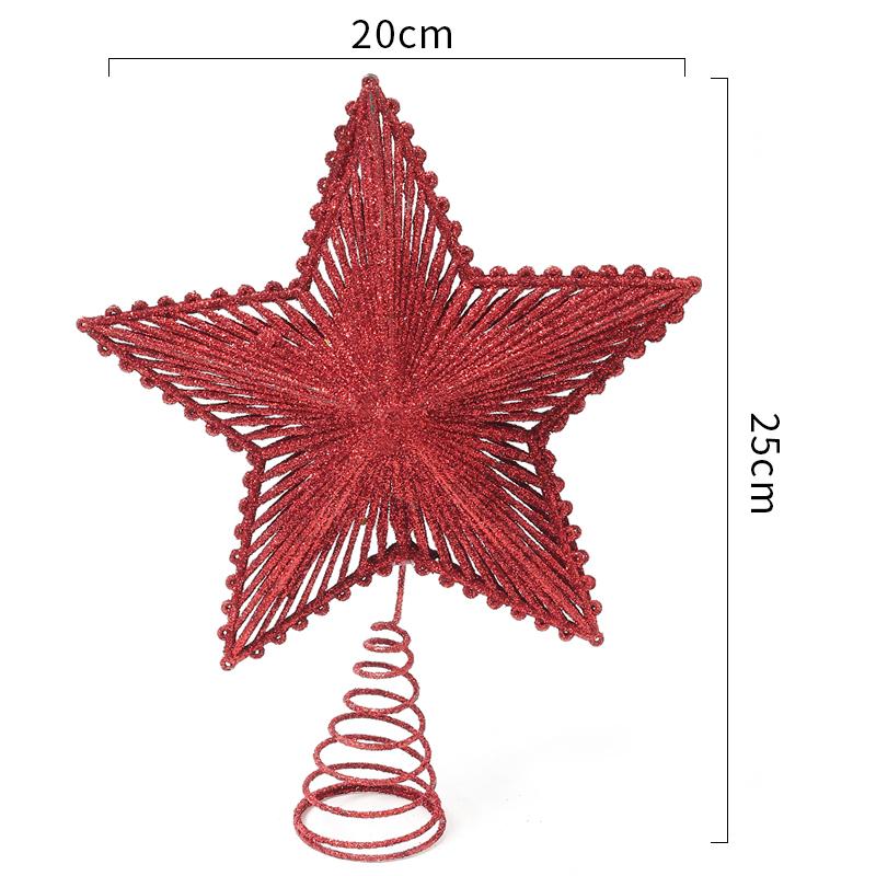 25CM Rot Gold Glitzer Stern Weihnachtsdekoration Christbaumspitze für Heimdeko Ornamente Navidad Neujahr 2025 Geschenke Zubehör