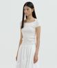LUCIR ZU Boatneck Bolero Knit Top (Ivory)