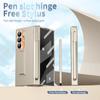 Luxury Phone Case with Pen for Samsung Galaxy Z Fold 4 5 6 7 Electroplated Glass Film Hinge Protection Cover