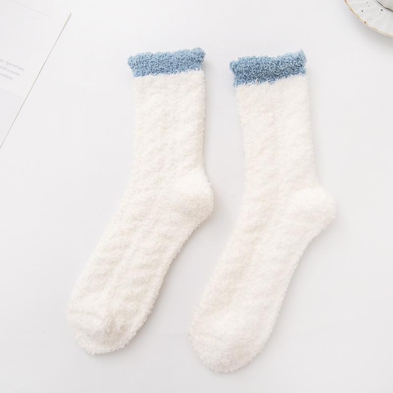5/10 Pairs Autumn and Winter Non Shedding Twisted Coral Fleece Socks for Women Fleece Lined Thickened Home Floor Socks Mid Calf Sleep Postpartum Socks