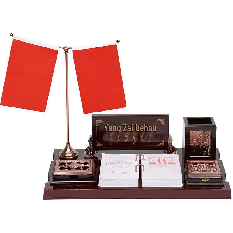 2026 Premium Wooden Desk Calendar & Pen Holder – Elegant Corporate Gift 44X24