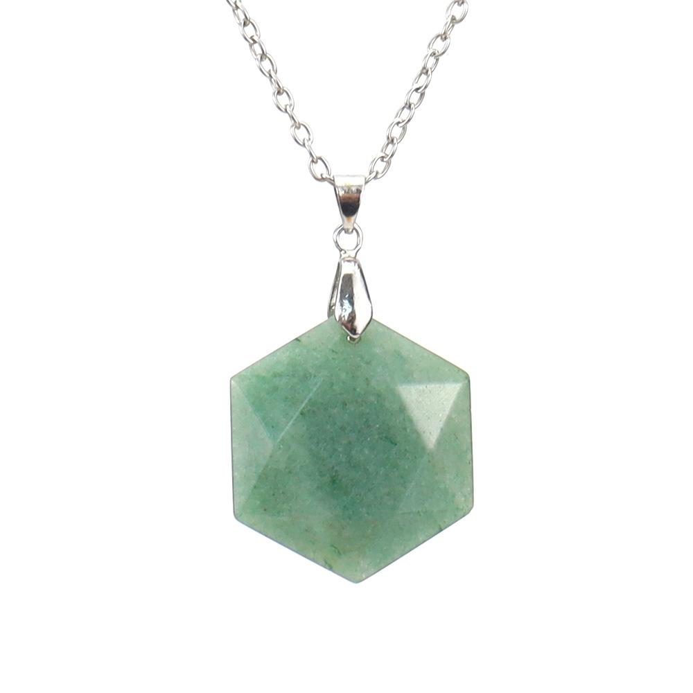 Crystal Gemstone Hexagram Black Yorite Pendant Necklace Cut Polyhedron Pendant N532