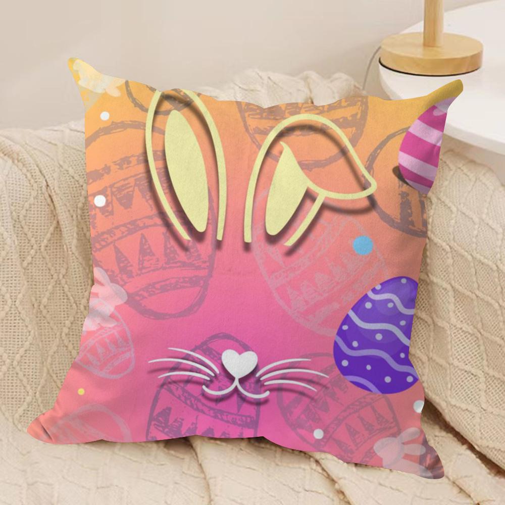 Easter Day Cushion Cover Silky Short Plush DoubleSided Printed Pillow Case for Sofa All Seasons Home Decor Gift