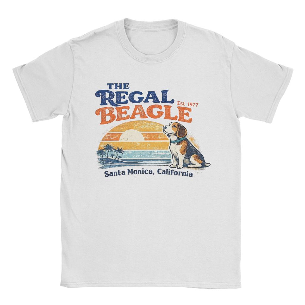 Vintage the Regal Beagle Est 1977 Santa Monica Kalifornien Herren T-Shirts Lässige T-Shirts Kurzarm O-Ausschnitt T-Shirt Baumwolle Einzigartig