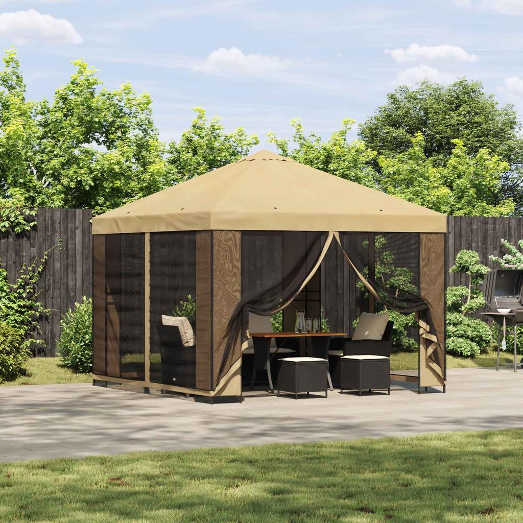 Garden Pavilion with Side Walls 3 X 3 M Cream