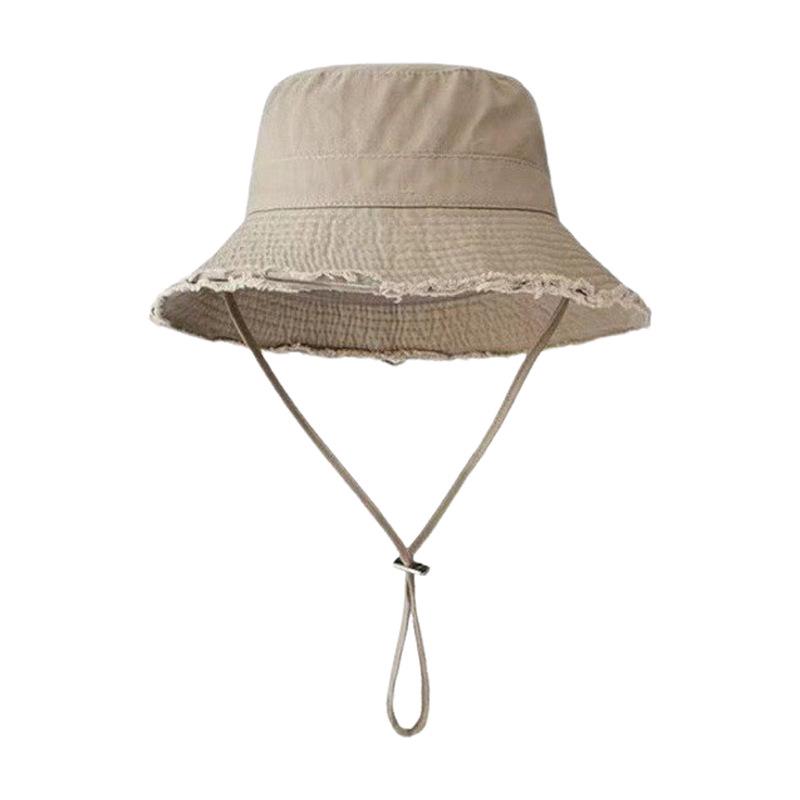 HyunA Fur-Edged Washed Cotton Fisherman Bucket Hat for Women - Trendy, Stylish Sun Hat for Shopping & Travel