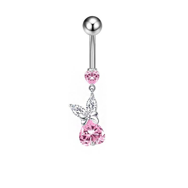 Premium Stainless Steel Navel Ring Hypoallergenic Sparkling Zircon Belly Button Piercing for Party