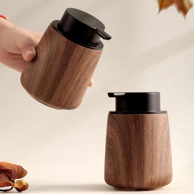 300ml Walnut Grain Press Type Foaming Bottle Shower Gel Shampoo Foam Bottle Luxury Foam Hand Sanitizer Bottle Soap Dispenser