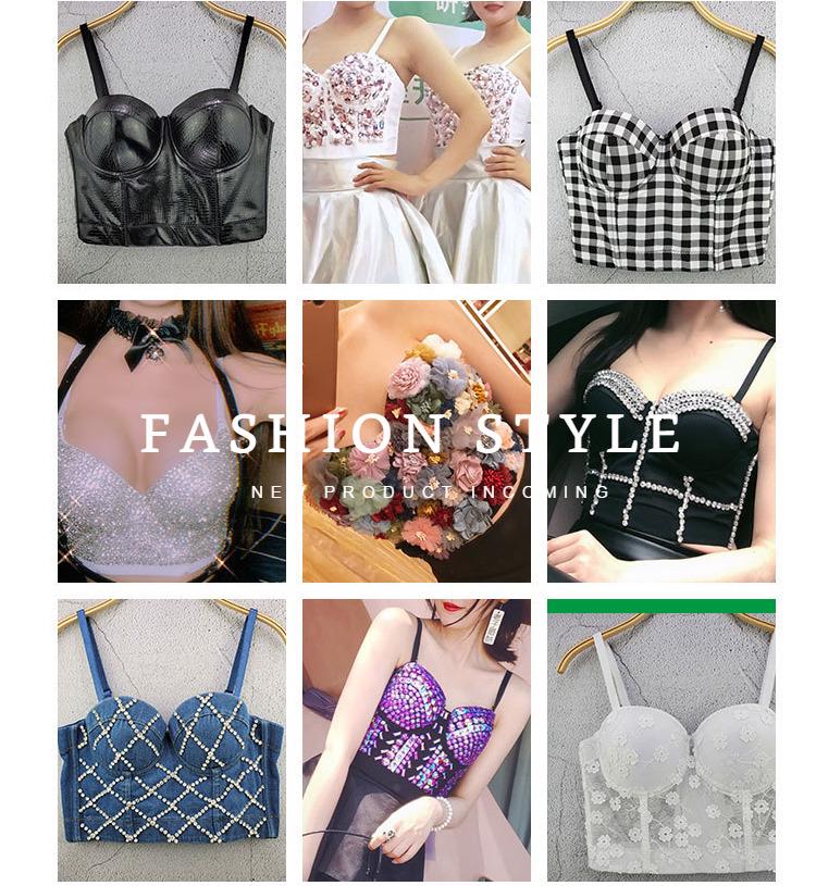 European & American Rivet Beaded Crop Top Corset Camisole