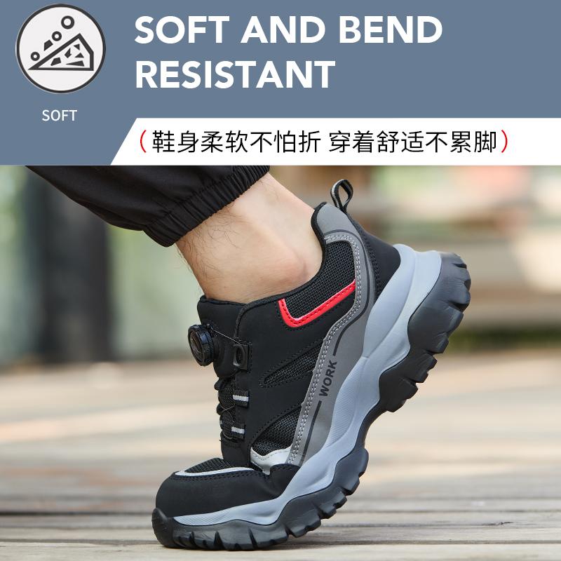 Rotating Button Safety Shoes Men Steel Toe Work Shoes Man Puncture Proof Work Safety Boots Protective Platform Industrial Shoes