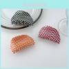 Elegant 7.8cm Large Geometric Red And White Checkered Acetate Hair Claw Clip For Women