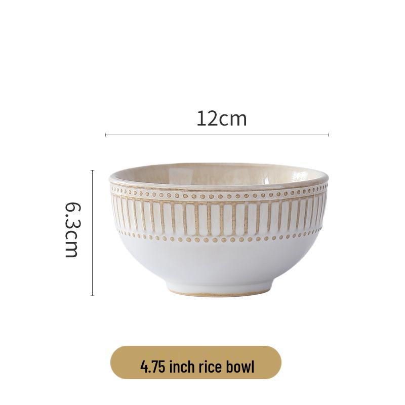 Nordic Vertical Stripe Embossed Ceramic Dining Set: Bowls, Plates, Dishes, Coffee Cup & Saucer, Fish Plate for Western Cuisine.
