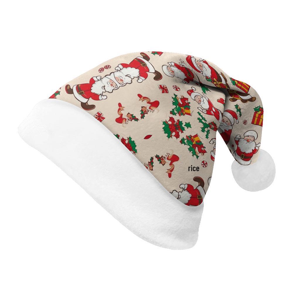 2024 Personalized Christmas Santa Hat - Short Plush, Printed, for Adults & Kids