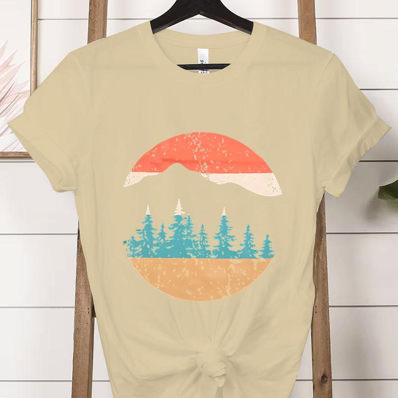 Vintage Adventure Mountain Graphic T Shirts Women Funny Nature Lover Gift Classic Tops Woman Adventure Outdoors Mountain Tshirt