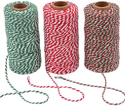 100M/Roll Cotton Bakers Twine String Cord Rope Two-color Craft Twine Home Textile Gift Packaging Christmas Wedding Decor