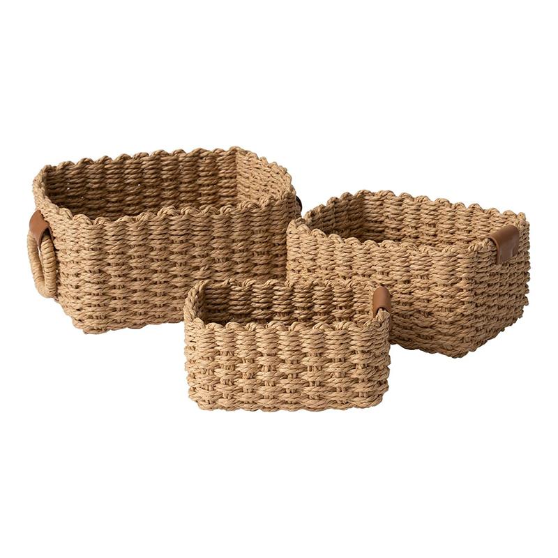 

3pcs Handmade Woven Basket Paper Rope Storage Basket for Organizing Decorative Gift Storage Containers Bins Office Storage Box верблюд