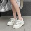 Leather Summer New Lace Gauze Hollow Breathable Thick-soled Sports and Leisure Board Shoes